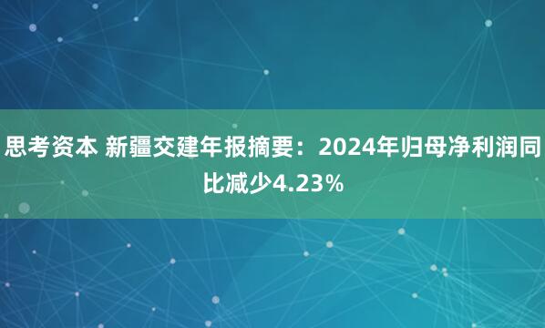 思考资本 新疆交建年报摘要：2024年归母净利润同比减少4.23%